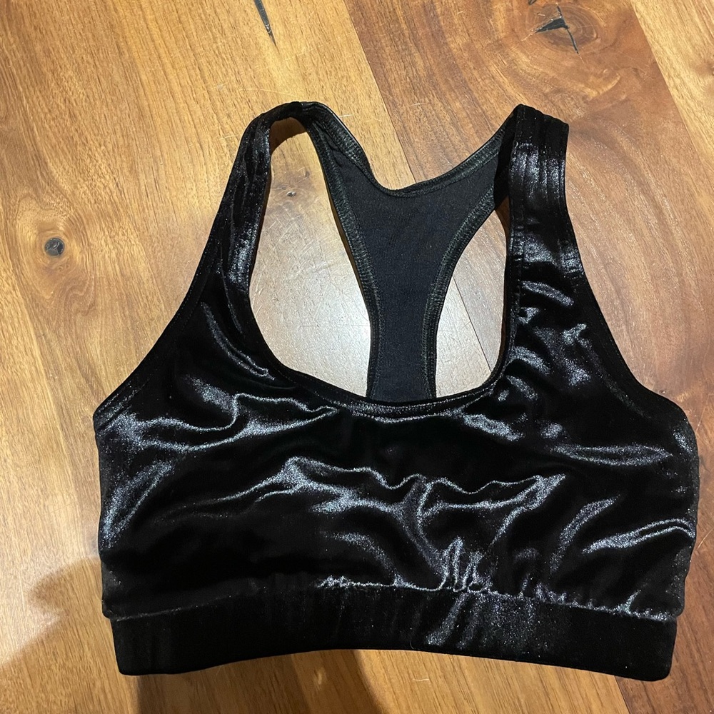 Off brand design velvet shiny sports bra. Tight hold, only worn once. Great cond
